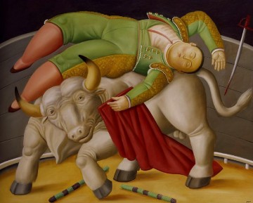 Fernando Botero Painting - La cornada 1988Fernando Botero